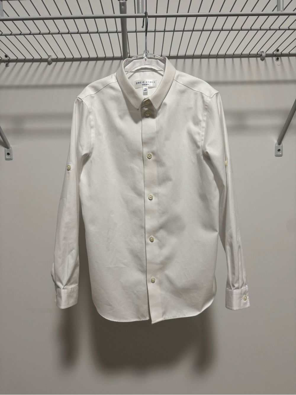 Petit Clair Boys Non Iron White Shirt Size 10